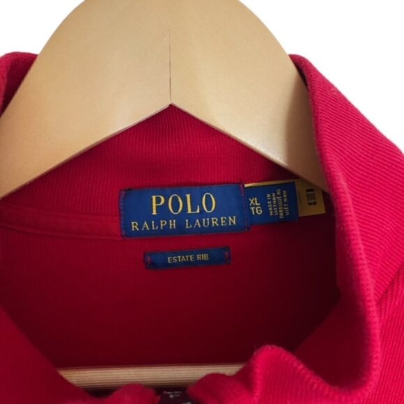 Polo by Ralph Lauren Red Estate Rib Quarter Zip Pullover XLarge - Picture 2 of 4